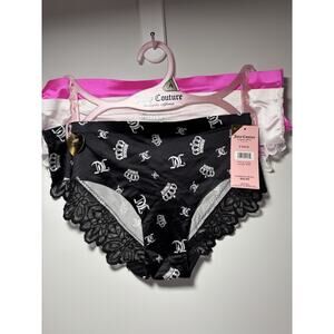 Juicy Couture Set Of 3 Cheeky Panties Size M No Panty Lines NWT LACE Quick Ship
